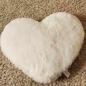 Heart-Shaped White Faux Fur Pillows